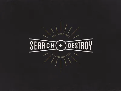 Search And Destroy line art logo lost type rescue sunburst type block typography vector vintage
