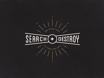 Search And Destroy line art logo lost type rescue sunburst type block typography vector vintage