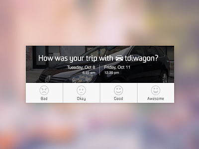 Renter Feedback car emoticon experience feedback modal rate rating smile ui ux