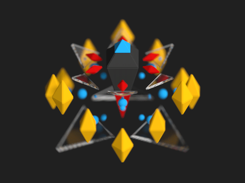 IsoPoly Tribute / Blender Animation Nodes Test 3d animation blender cycles gif glass isometric low poly mograph pyramids spheres triangles