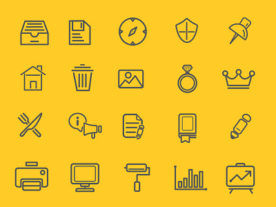 FREEBIES - 75 Various Outline Icon Set archive creative design flat free freebies icon line outline pika set