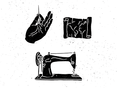 Wolf Hill Illustrations hand icon illustration leather map minimal monoline needle sewing machine texture vintage wolf hill