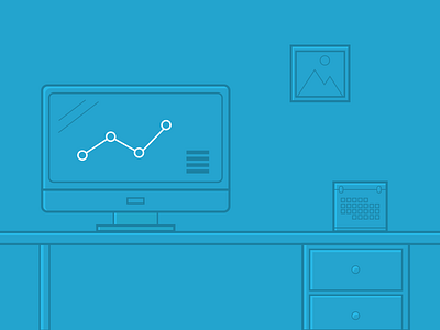 Line Scene blue chart cover illustration line icon ui vector