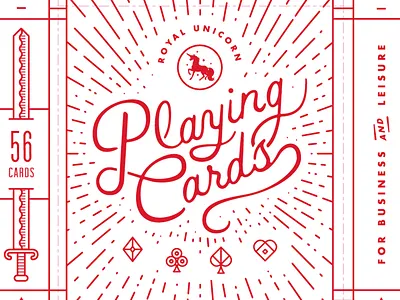 Unicorn Playing Cards cards lettering pips sword