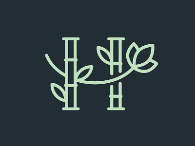 H is for Hintonburg Esthetics bamboo h icon line work logo lotus simple