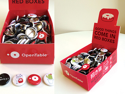 Good Things buttons cactus daruma design donut illustration manekineko opentable package red