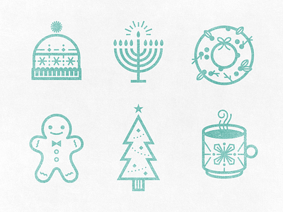 Holiday Icons beanie candle christmas cocoa gingerbread hat holiday icon illustration menorah tree wreath