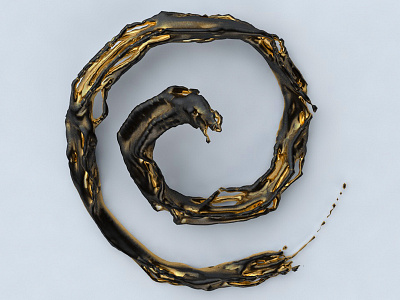 Paint Spiral 3d c4d cinema 4d design dragon gold matt black minimal paint render