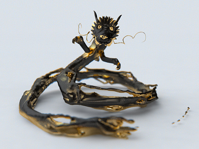 Paint Dragon 3d c4d cinema 4d design dragon gold matt black minimal paint render