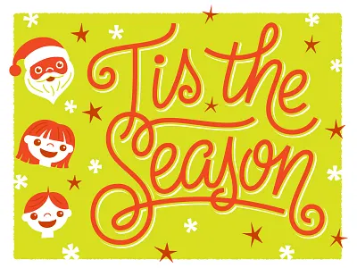 Tis The Season custom kids lettering santa script sickening chartreuse tis the season
