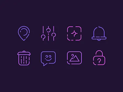 Neon Signs Icons bell chat delete icons image lock neon notification outline icons pin signs trash