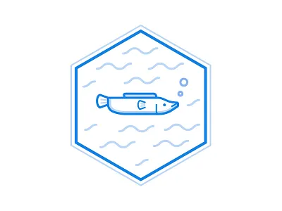 Simple Tutorials badge blue fish sea