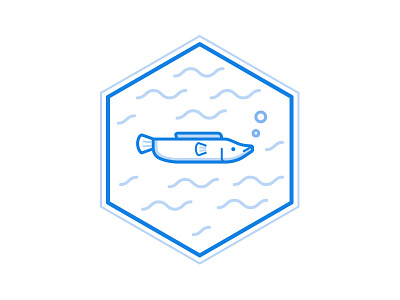 Simple Tutorials badge blue fish sea
