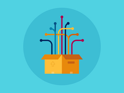 Mimic Technology Illustration box branding cardboard circuits design flat illustration shadow software technology