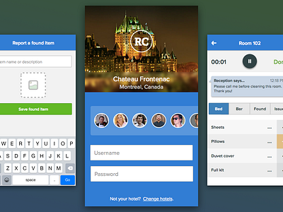 Hotel management screens – visual login hotel login room
