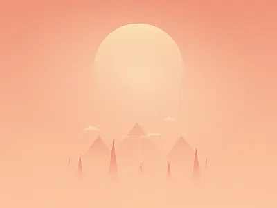 Day cloud gradient illustration illustrator minimal mountain sun sunset tree vector