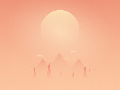 Day cloud gradient illustration illustrator minimal mountain sun sunset tree vector