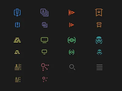 StarWars.com Icons art direction design icons illustration jedi logo responsive rinker star wars ui ux website