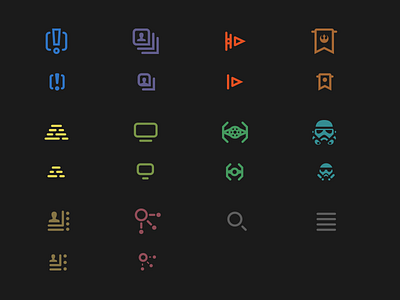 StarWars.com Icons art direction design icons illustration jedi logo responsive rinker star wars ui ux website