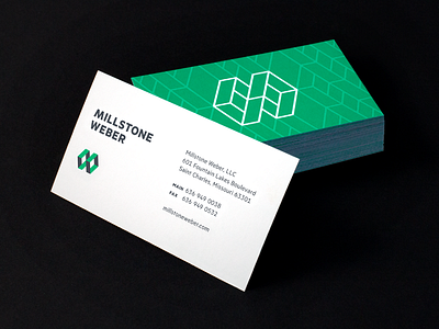 Millstone Weber Business Cards branding business card construction gray green logo m monogram w