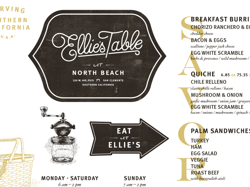 Ellie's Table cafe coffee menu restaurant