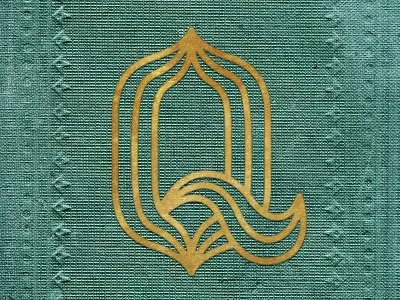 Q alphabet project book fabric gold q