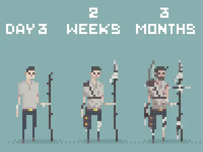 Survival Game Concepts 8bit character design concept game design pixel art