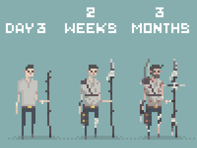 Survival Game Concepts 8bit character design concept game design pixel art