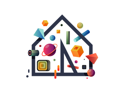 Heimlo Geometry color digital geometry house icon illustration indonesia vector