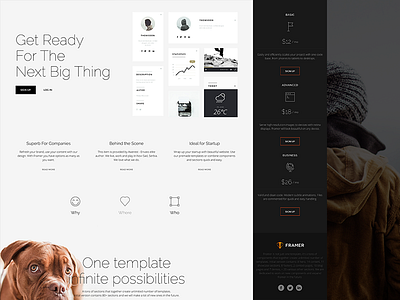Framer - Component-Based Multi-Purpose Framework clean design flat landing layout minimal modern ui ux web web design website