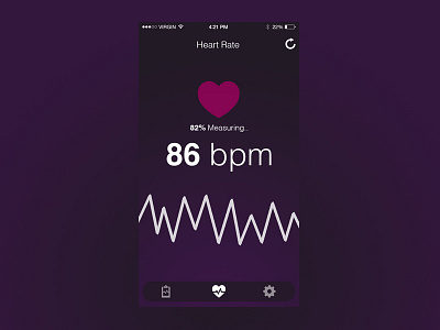 Heart rate app app flat health heart interaction ios iphone rate ui ux