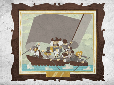 Crossing the Deleware design george washington history illustration