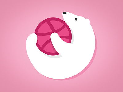 Hi Dribbble! bear debut dribbble first shot flat polar bear