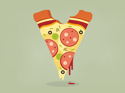 V - 36 Days of Type 36daysoftype flat illustration letterform lettering pepperoni pizza type v