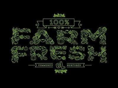 Farm Fresh badge farm lettering typography vegetables veggies