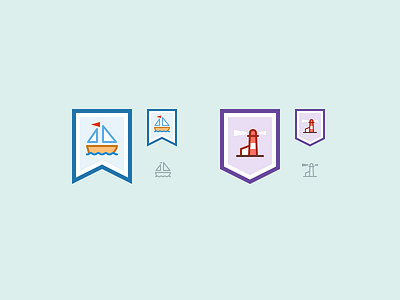 Ship and Lighthouse Badges asana badge icon naval sea