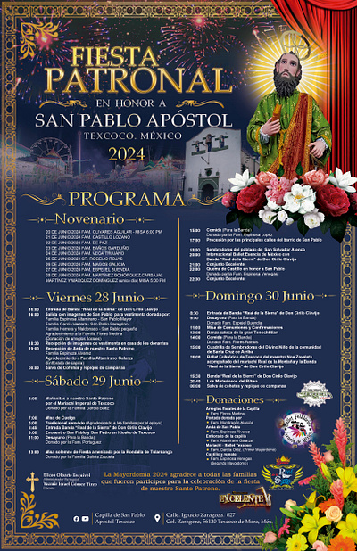 Cartel de la Fiesta Patronal en Honor a San Pablo Apóstol graphic design