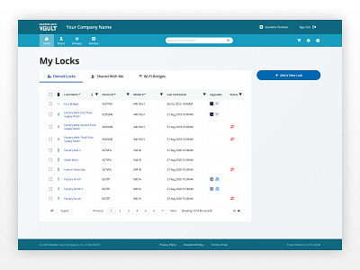 Master Lock Vault Enterprise Lock List access management dashboard design enterprise software enterprise ui interface design master lock padlocks redesign saas design security app table ui design vault app web app web design