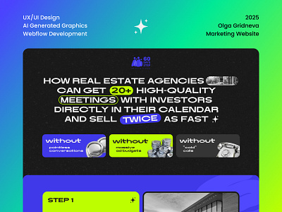 UX/UI design and Website Development for a Marketing Agency ai ai graphics conversion website figma landing page nocode development real estate ui ui design uxui uxui design webdesign webdesigner webflow website