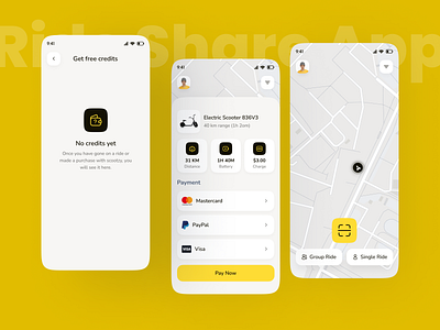 Ride Share App UI UX app design mobile rent ride share app ui ux