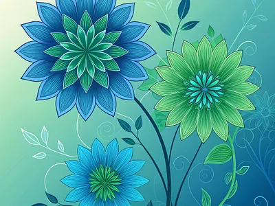 abstract blue green flower design graphic design illustration vector