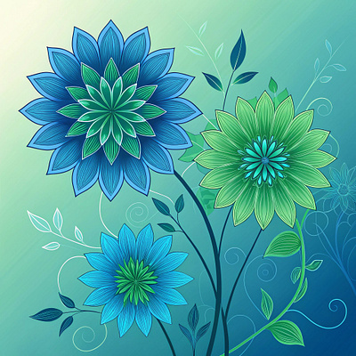 abstract blue green flower design graphic design illustration vector