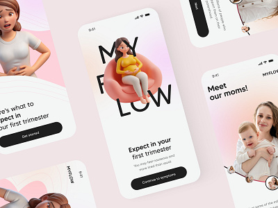 Pregnancy And Period Tracker Onboarding app design baby countdown calendar interface interface design minimal mobile mobile app onboarding period period tracker periods pregnancy pregnancy journey pregnancy planner pregnancy progress pregnancy tracking app uiux women women health