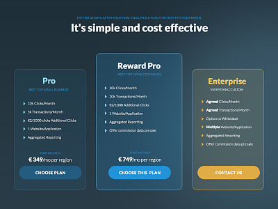 Pricing tables business features options plans pricing pricing table