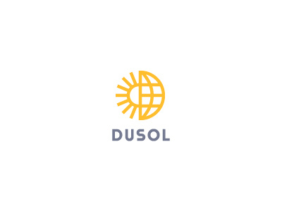 DUSOL branding d globe logo mark renewable energy solar panel solar power sun symbol