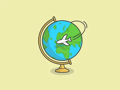 Affrenchy Traveller illustration affrenchy flat illustration illustrator plane traveller world yellow