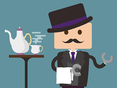 Robot Butler "Seb" butler character flat illustration robot