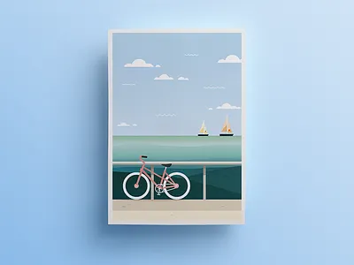 Australian Coast australia beach bike coastal illustration perth yacht