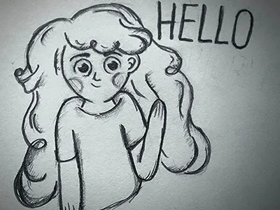 Hello doodle drawing female hair hello illustration