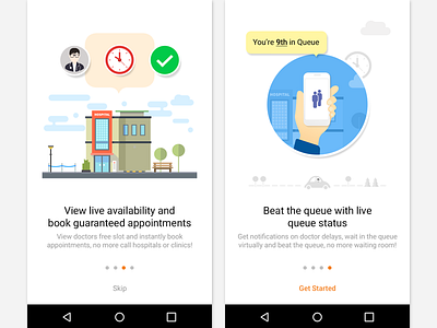 Onboarding android app appointment doctor help illustration ios mobile que signup ui walkthrough